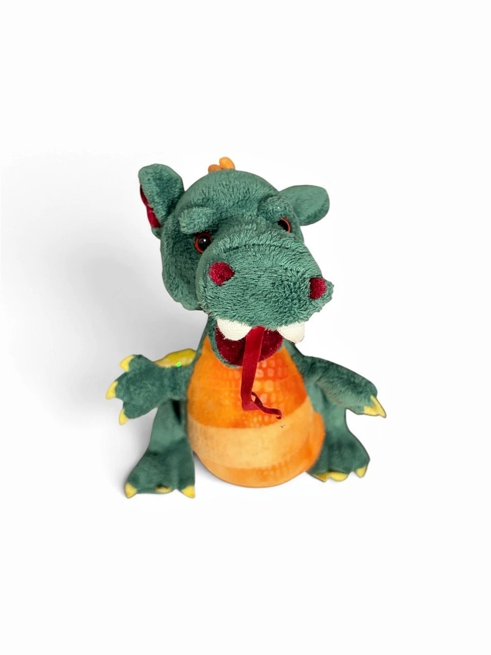 Ganz Fantasy Friends Fergus Green Dragon 9x6 Plush Orange Wings Stuffed Animal